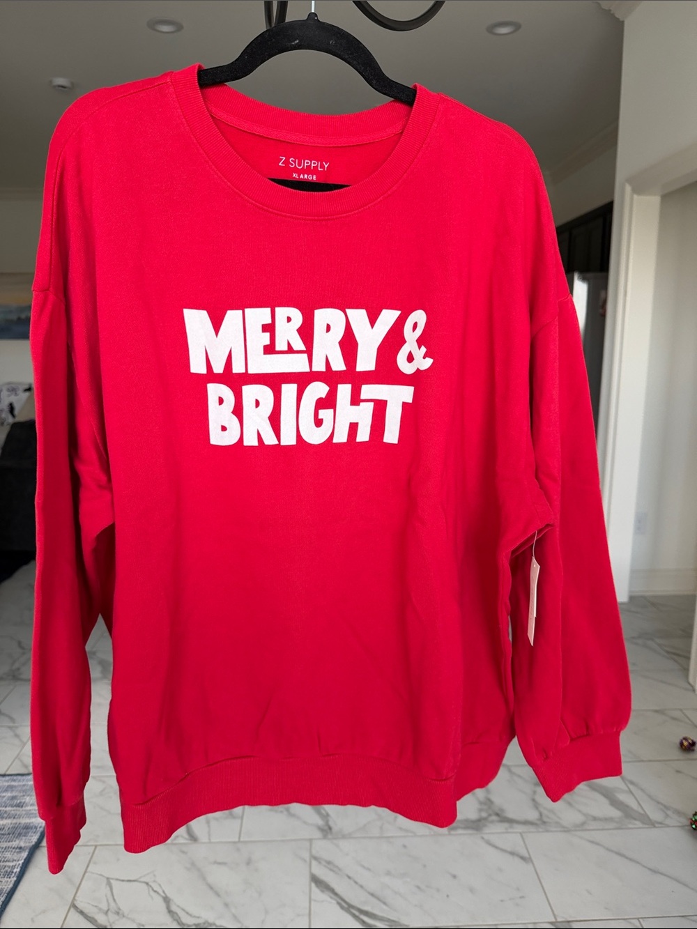 Z Supply Red 'Merry & Bright' Crewneck Sweatshirt